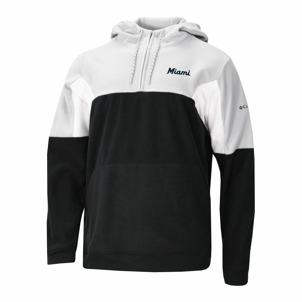 Miami Marlins Lodge Fleece Quarter-Zip Hoodie Black | Columbia