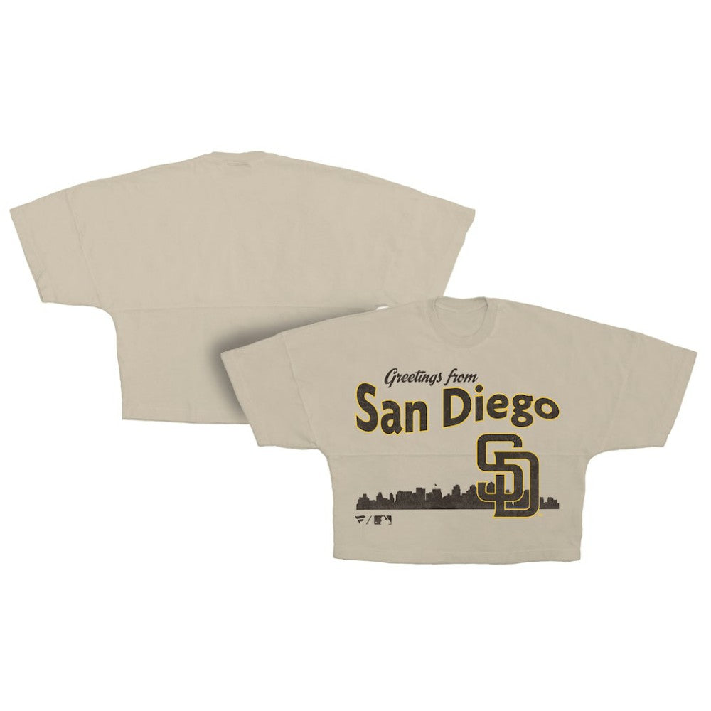 San Diego Padres Women's Skyline Crop T-Shirt Cream