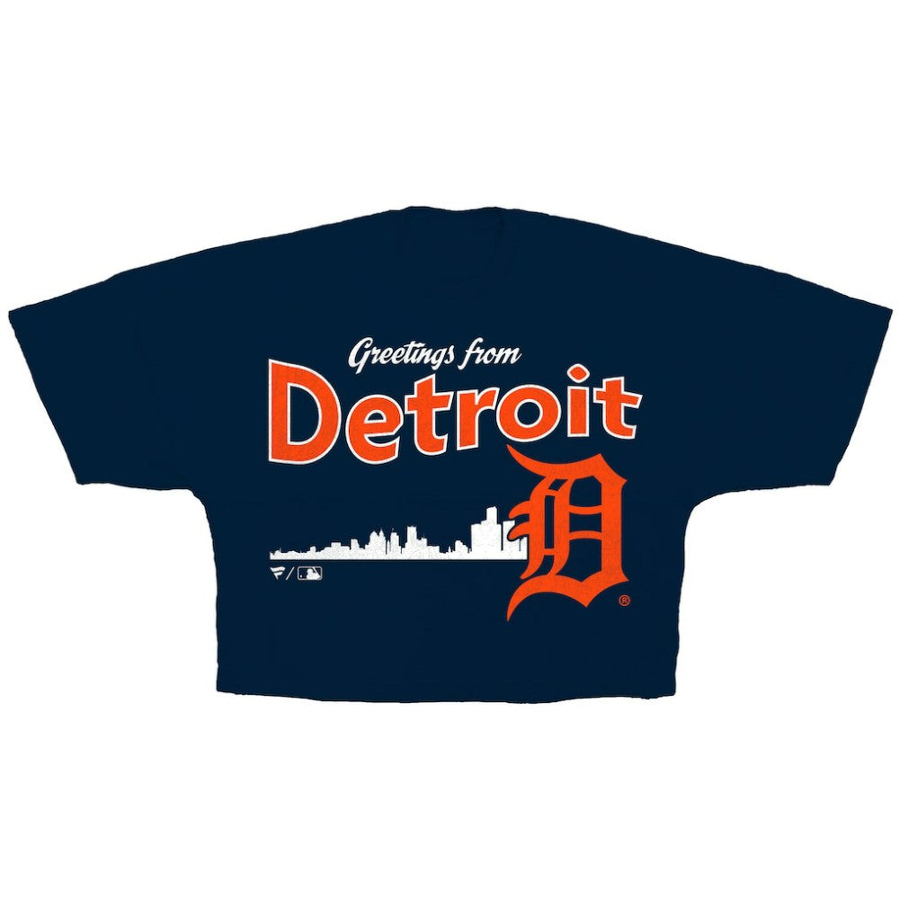 Detroit Tigers Women's Skyline Crop T-Shirt Navy