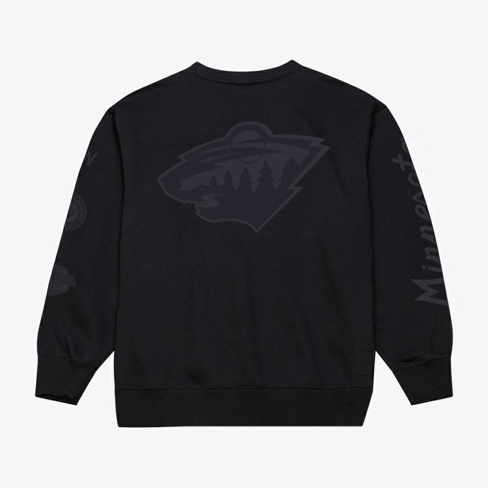Minnesota Wild Mitchell & Ness Phantom Fleece Crew Neck Sweatshirt Black