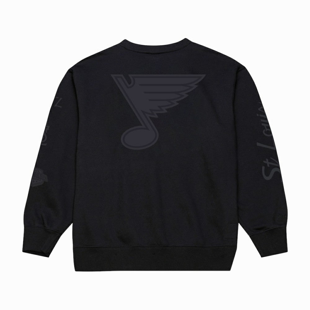 St. Louis Blues Mitchell & Ness Phantom Fleece Crew Neck Sweatshirt Black