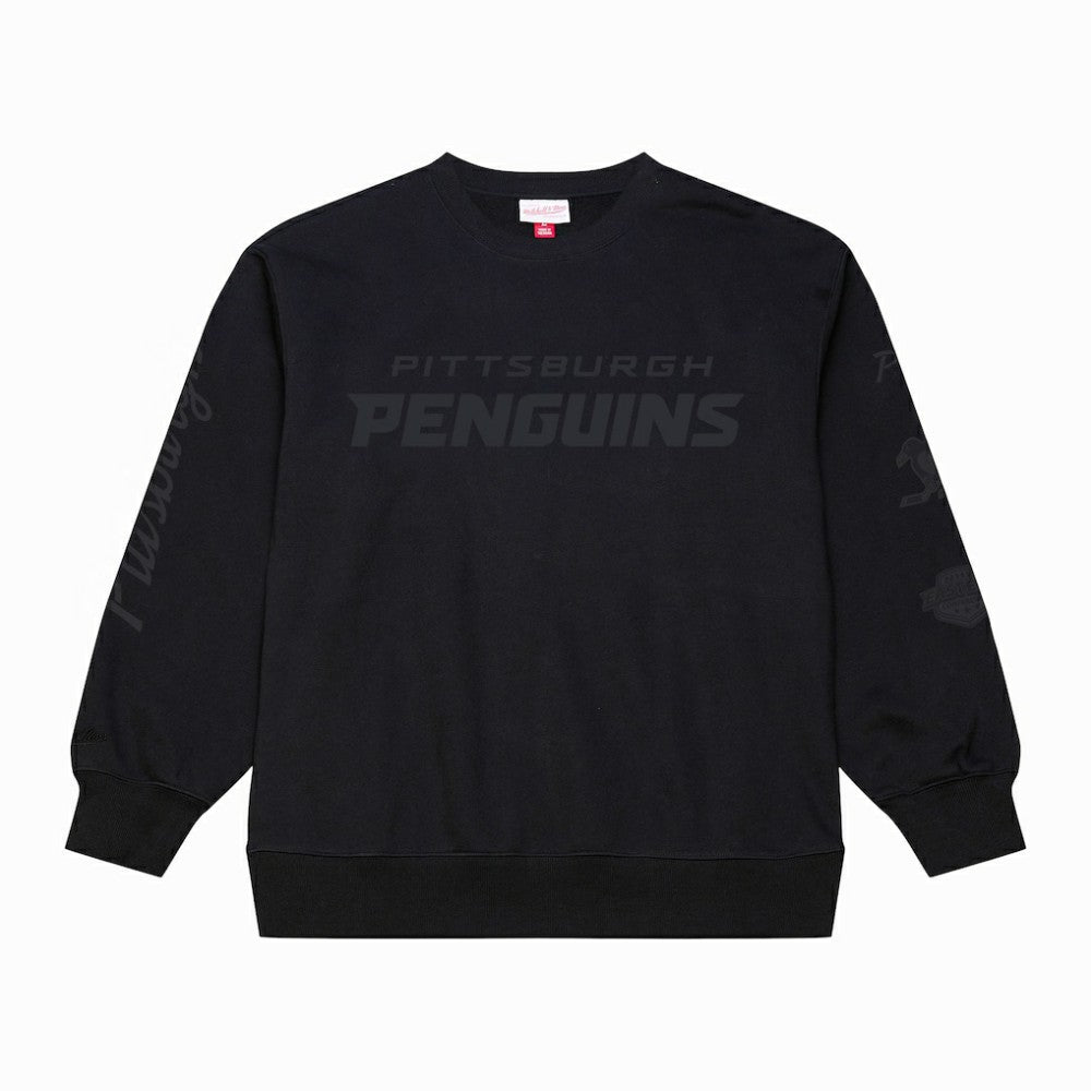 Pittsburgh Penguins Mitchell & Ness Phantom Fleece Crew Neck Sweatshirt Black