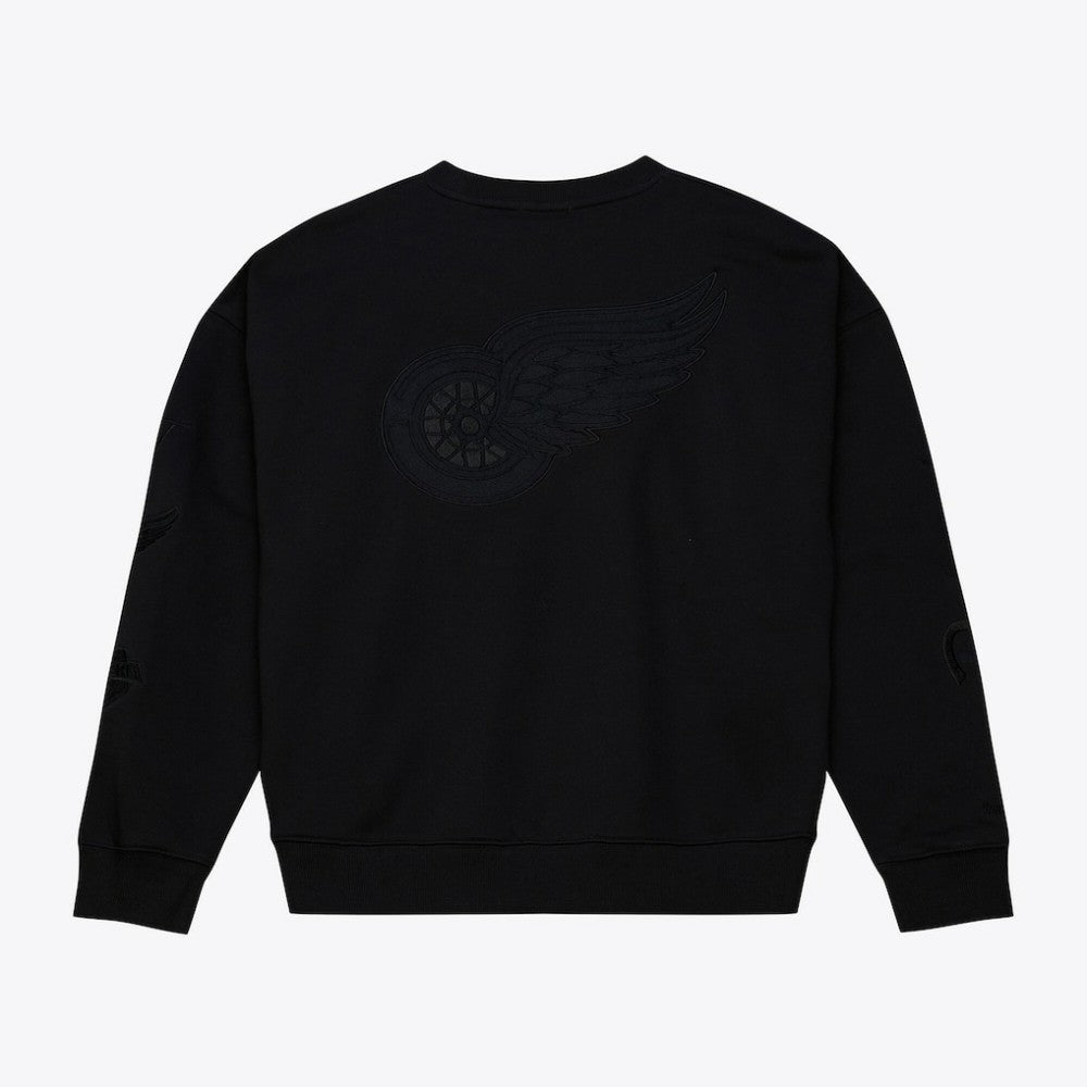 Detroit Red Wings Mitchell & Ness Unisex Phantom Fleece Crew Neck Sweatshirt Black