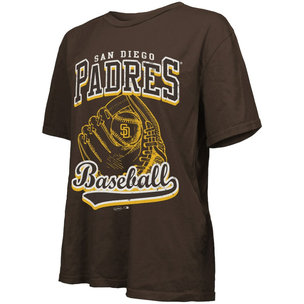 San Diego Padres Majestic Threads Women's Oversized First Base T-Shirt Brown