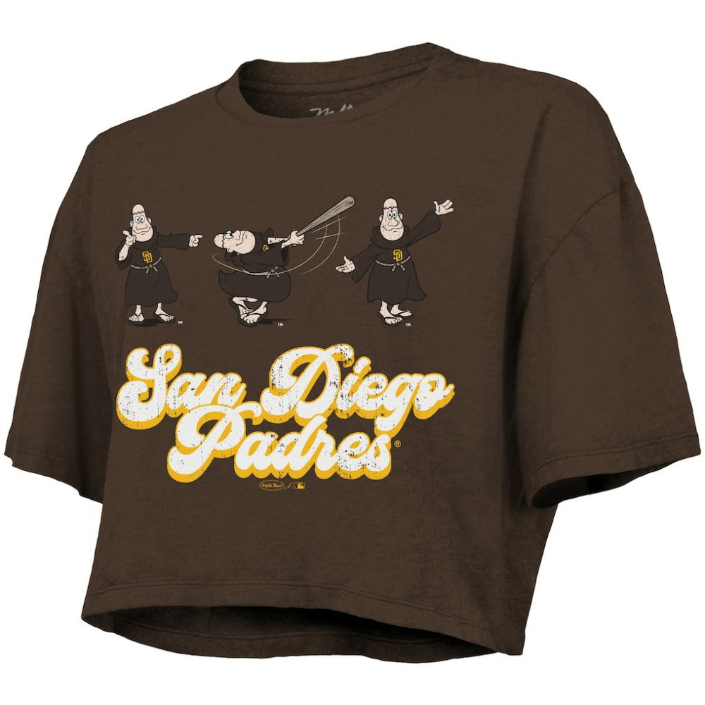 San Diego Padres Majestic Threads Women's Boxy Crop T-Shirt Brown