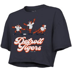 Detroit Tigers Majestic Threads Women's Boxy Crop T-Shirt Navy
