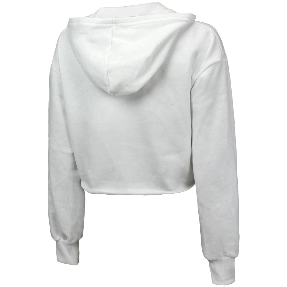 New York Mets Majestic Threads Women's Cropped Have A Field Day Tri-Blend Hoodie White