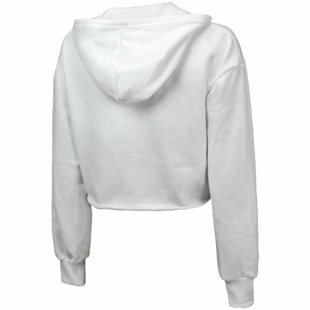 Detroit Tigers Majestic Threads Women's Cropped Have A Field Day Tri-Blend Hoodie White