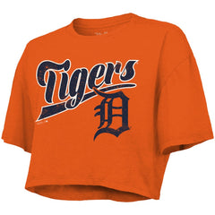 Detroit Tigers Majestic Threads Women's Boxy Crop T-Shirt Orange