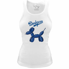 Los Angeles Dodgers Tiny Turnip Women's Fitted Balloon Dog Tri-Blend Tank Top White
