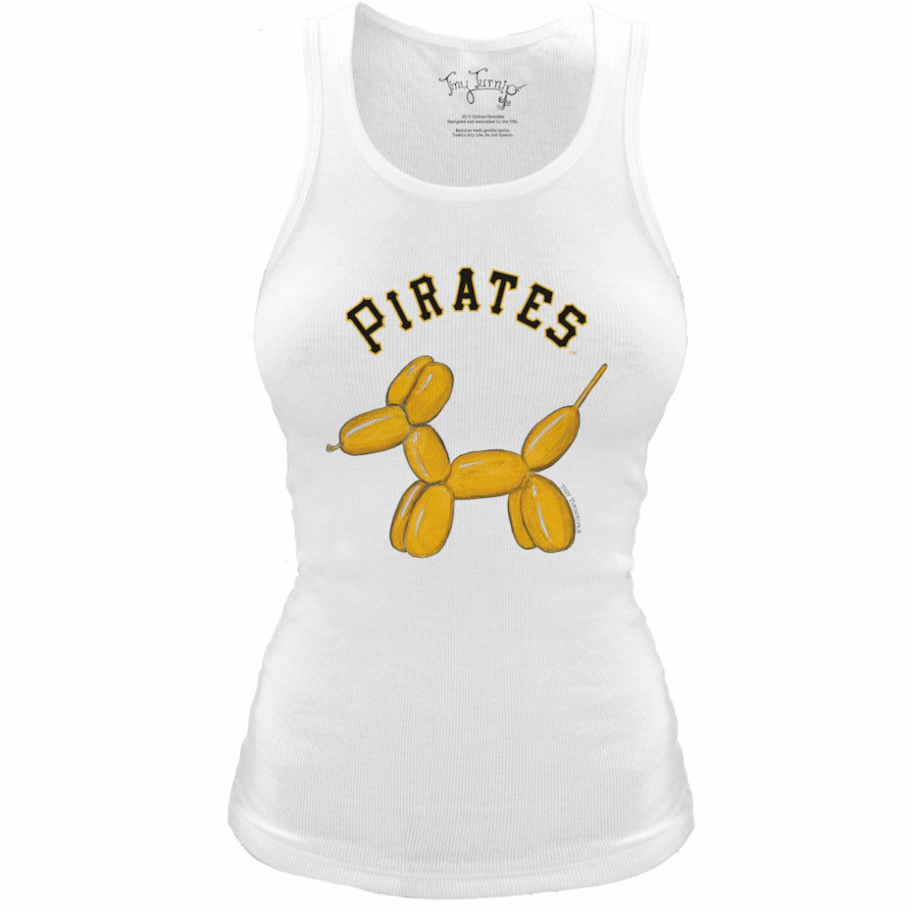 Pittsburgh Pirates Tiny Turnip Women's Fitted Balloon Dog Tri-Blend Tank Top White