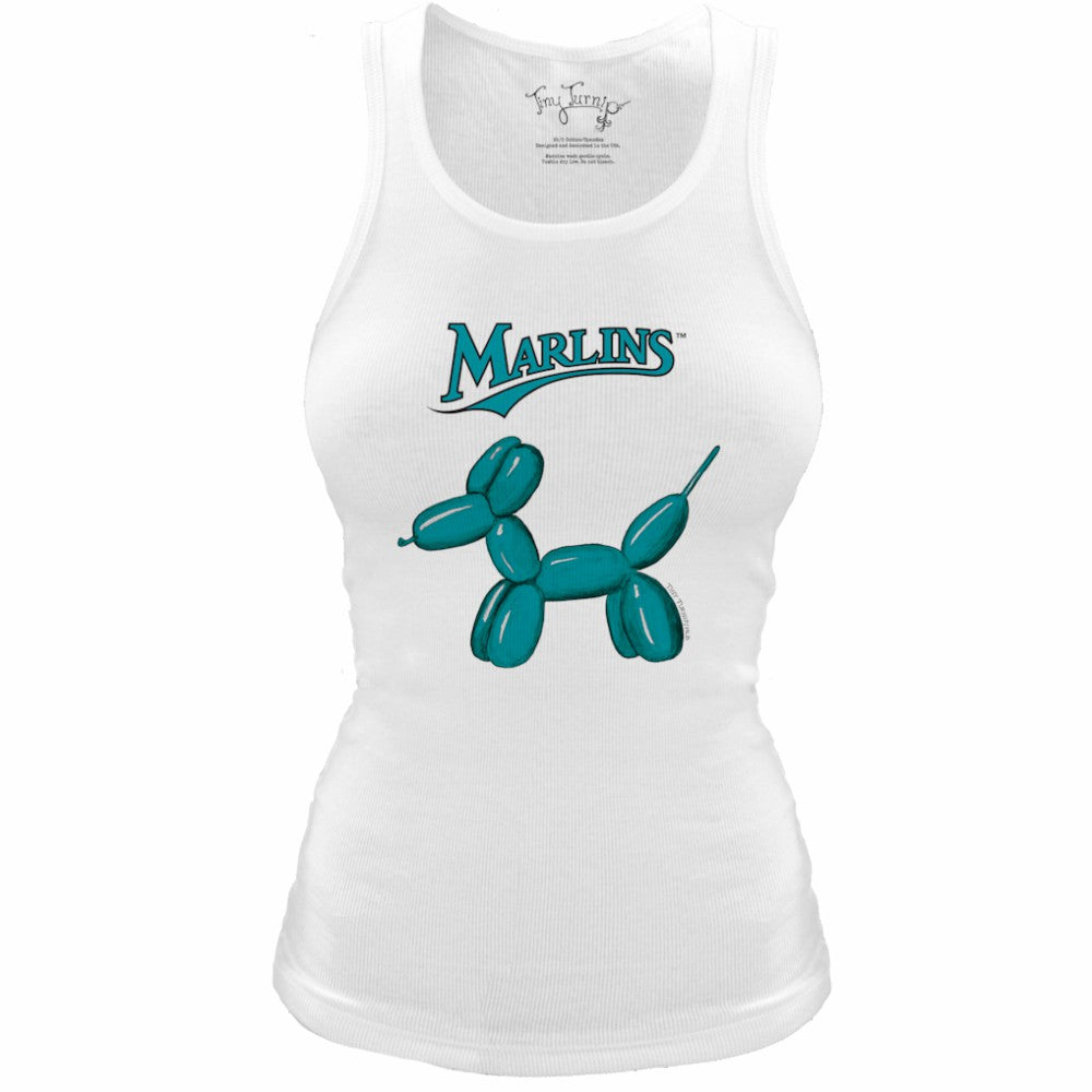 Miami Marlins Tiny Turnip Women's Fitted Balloon Dog Tri-Blend Tank Top White