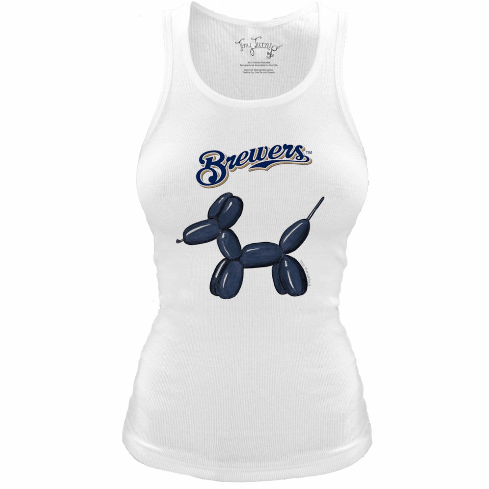 Milwaukee Brewers Tiny Turnip Women's Fitted Balloon Dog Tri-Blend Tank Top White