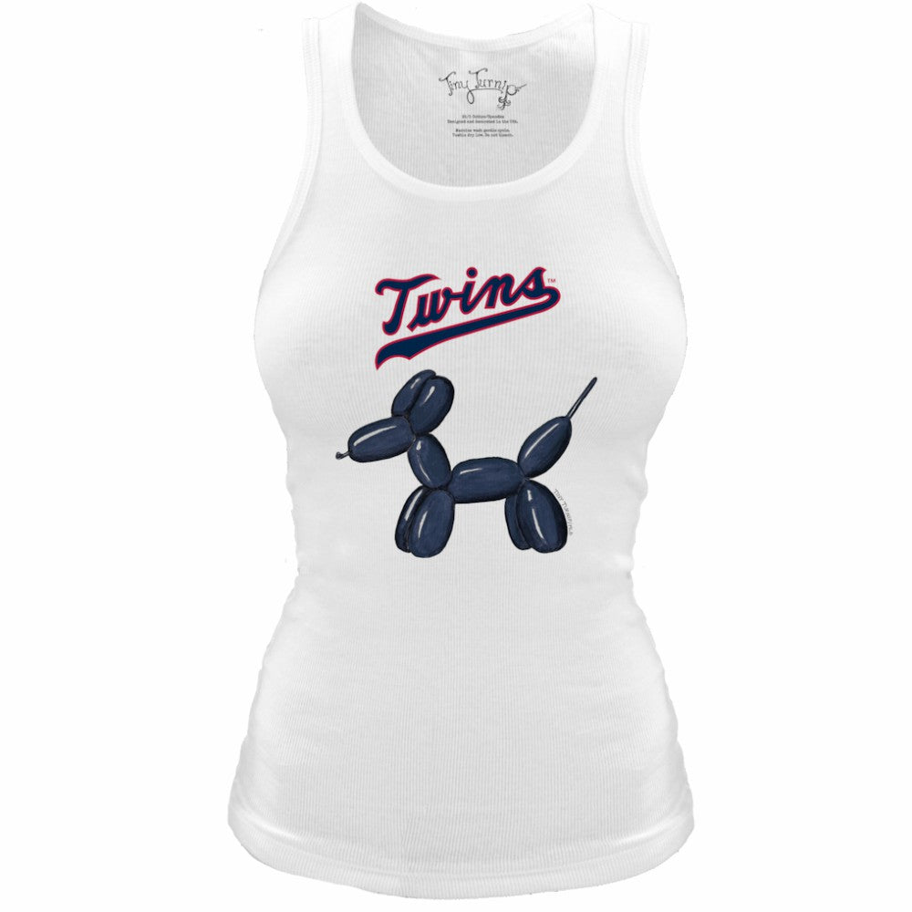 Minnesota Twins Tiny Turnip Women's Fitted Balloon Dog Tri-Blend Tank Top White