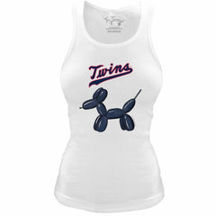 Minnesota Twins Tiny Turnip Women's Fitted Balloon Dog Tri-Blend Tank Top White