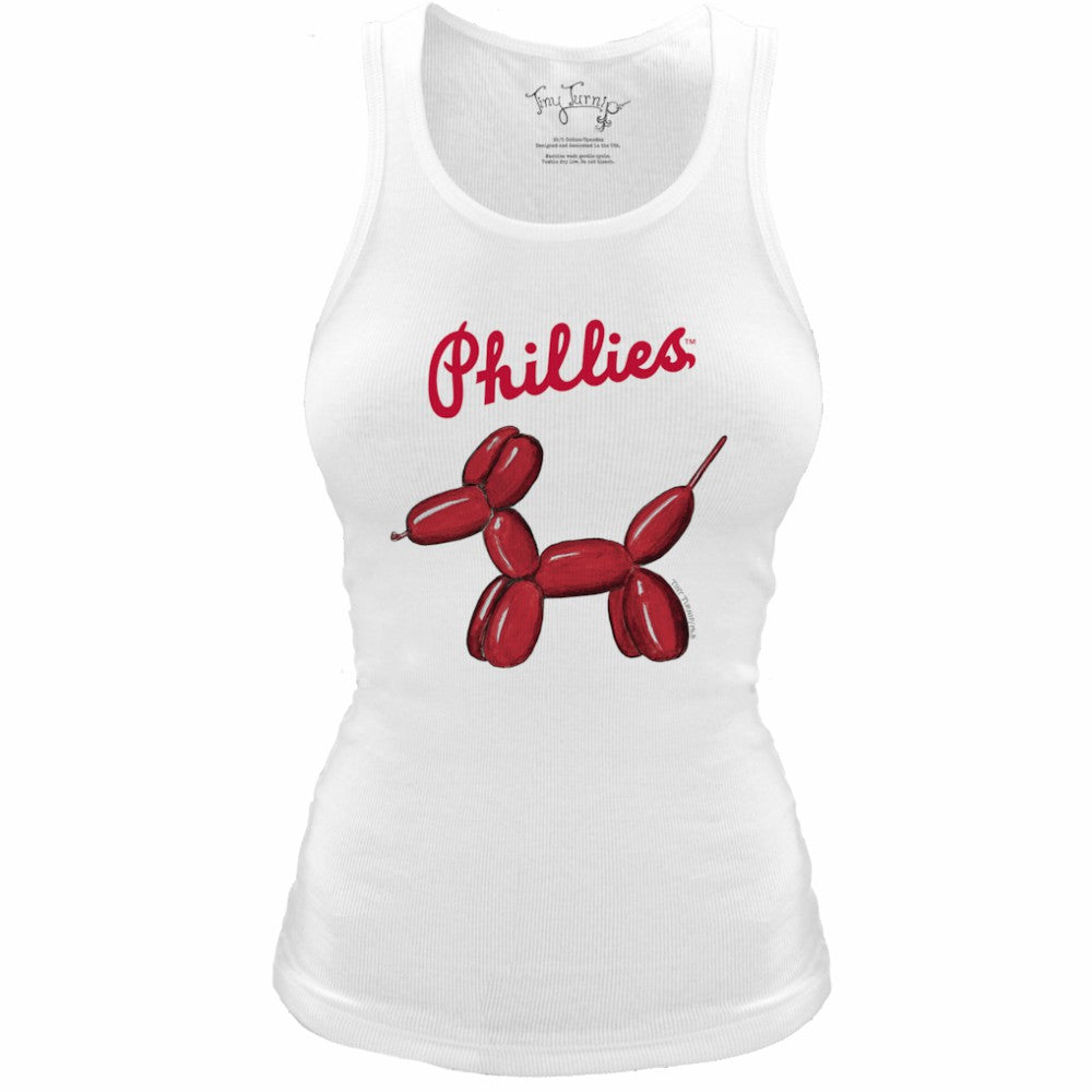 Philadelphia Phillies Tiny Turnip Women's Fitted Balloon Dog Tri-Blend Tank Top White