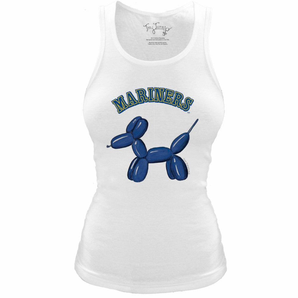 Seattle Mariners Tiny Turnip Women's Fitted Balloon Dog Tri-Blend Tank Top White