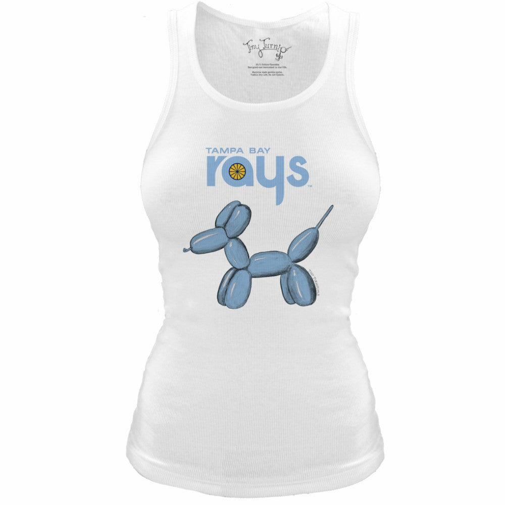 Tampa Bay Rays Tiny Turnip Women's Fitted Balloon Dog Tri-Blend Tank Top White