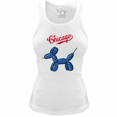 Chicago Cubs Tiny Turnip Women's Fitted Balloon Dog Tri-Blend Tank Top White