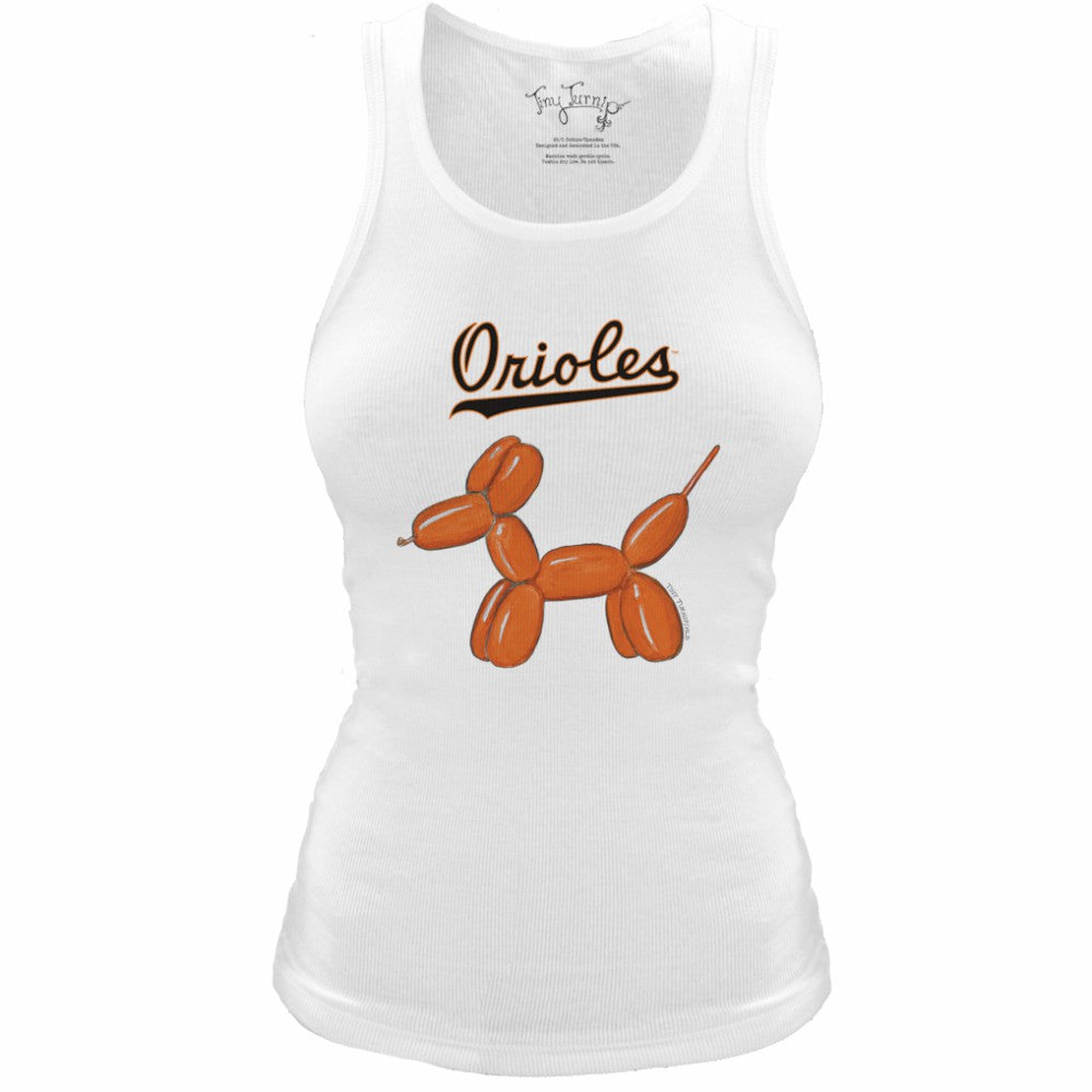 Baltimore Orioles Tiny Turnip Women's Fitted Balloon Dog Tri-Blend Tank Top White