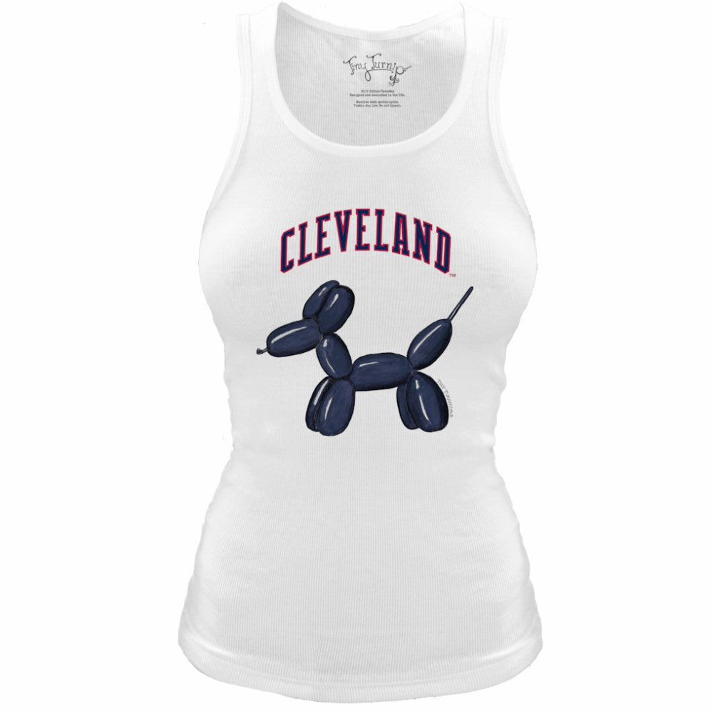 Cleveland Guardians Tiny Turnip Women's Fitted Balloon Dog Tri-Blend Tank Top White