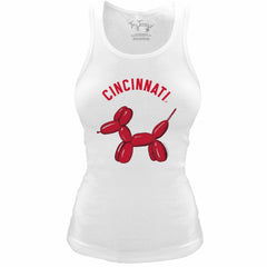 Cincinnati Reds Tiny Turnip Women's Fitted Balloon Dog Tri-Blend Tank Top White