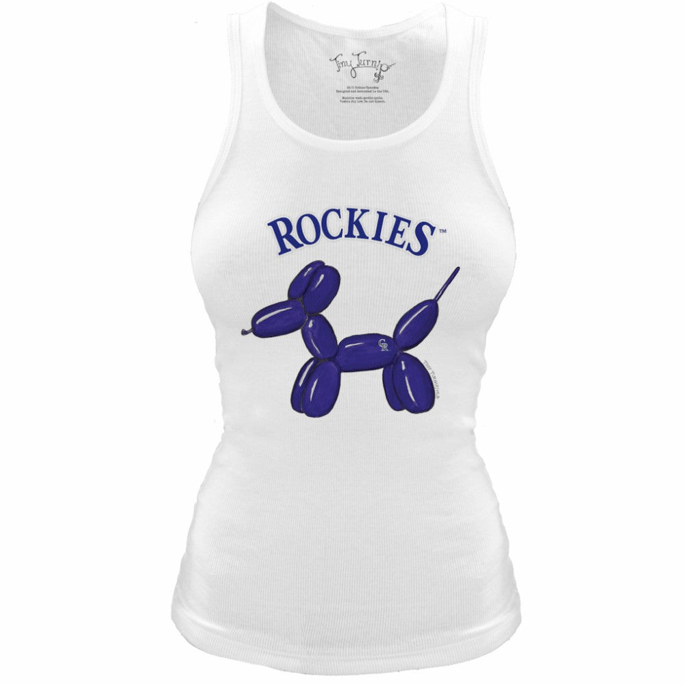 Colorado Rockies Tiny Turnip Women's Fitted Balloon Dog Tri-Blend Tank Top White