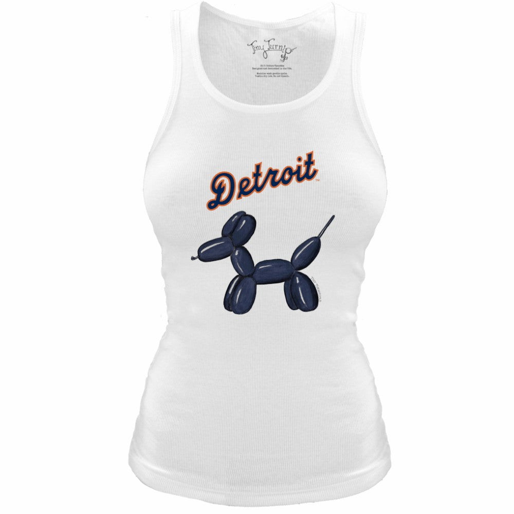 Detroit Tigers Tiny Turnip Women's Fitted Balloon Dog Tri-Blend Tank Top White