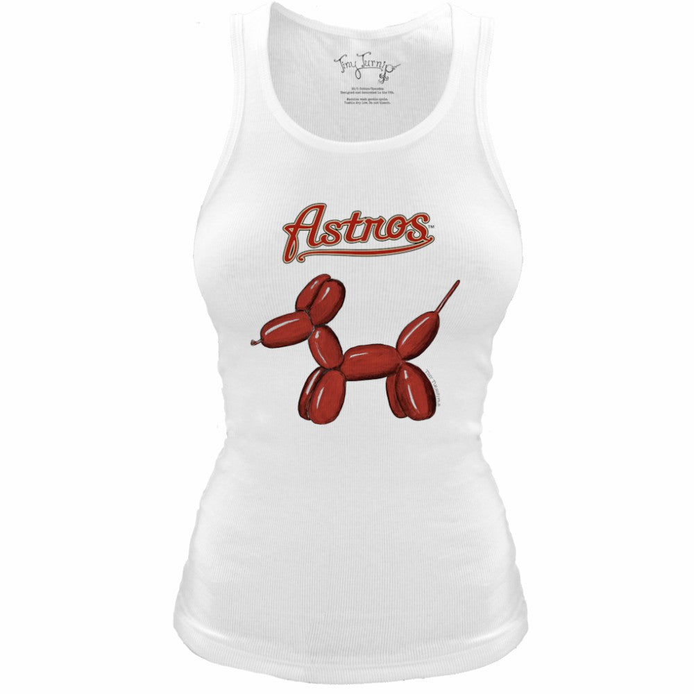 Houston Astros Tiny Turnip Women's Fitted Balloon Dog Tri-Blend Tank Top White