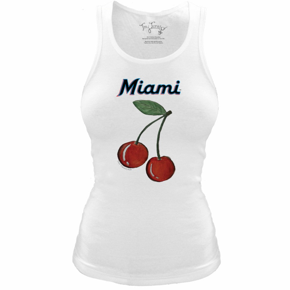 Miami Marlins Tiny Turnip Women's Fitted Cherries Tri-Blend Tank Top White