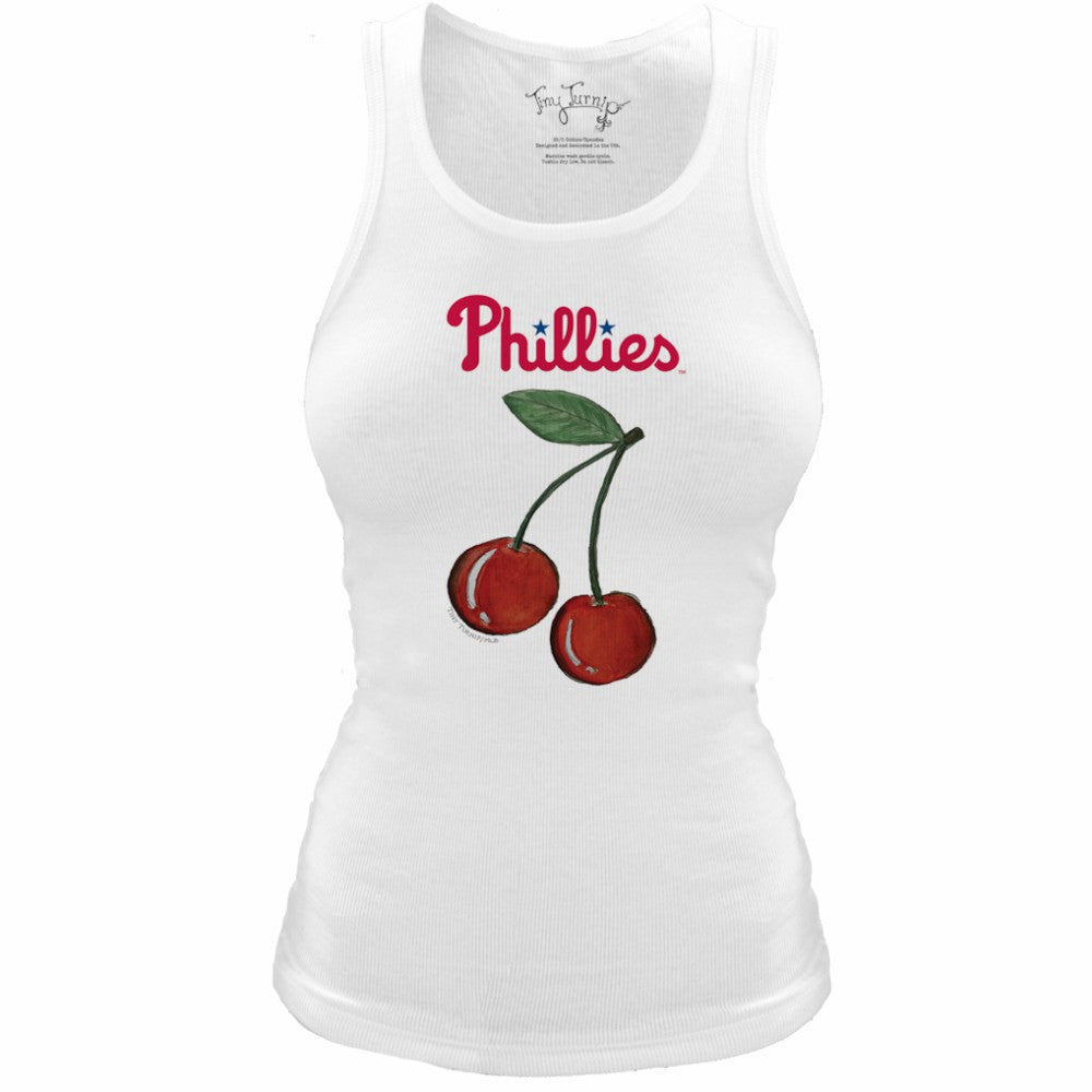 Philadelphia Phillies Tiny Turnip Women's Fitted Cherries Tri-Blend Tank Top White