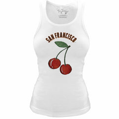 San Francisco Giants Tiny Turnip Women's Fitted Cherries Tri-Blend Tank Top White