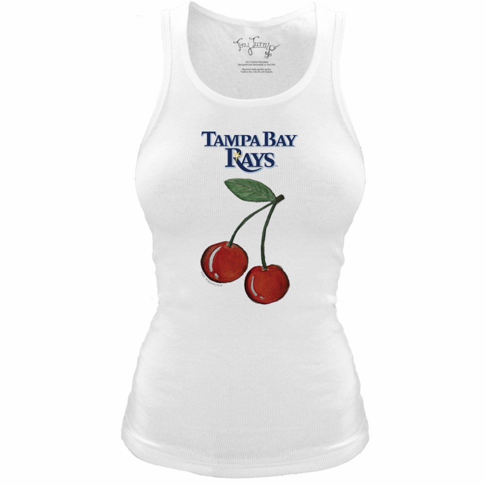 Tampa Bay Rays Tiny Turnip Women's Fitted Cherries Tri-Blend Tank Top White