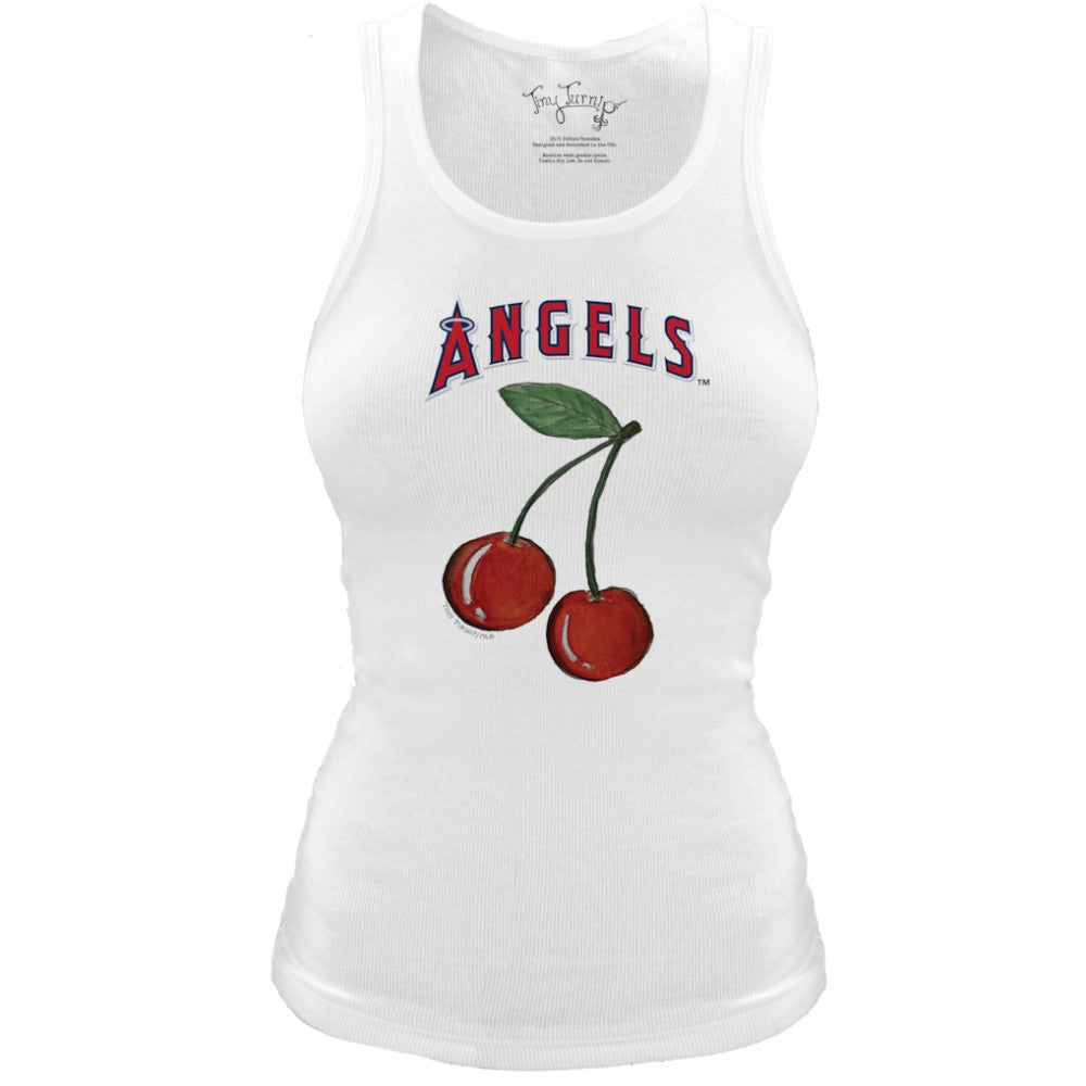 Los Angeles Angels Tiny Turnip Women's Fitted Cherries Tri-Blend Tank Top White