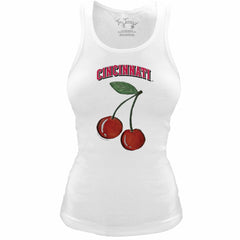 Cincinnati Reds Tiny Turnip Women's Fitted Cherries Tri-Blend Tank Top White