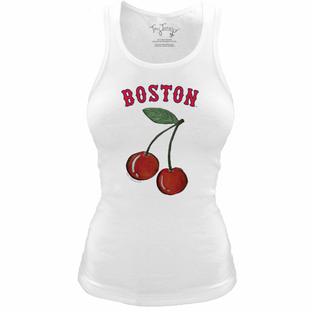 Boston Red Sox Tiny Turnip Women's Fitted Cherries Tri-Blend Tank Top White