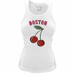 Boston Red Sox Tiny Turnip Women's Fitted Cherries Tri-Blend Tank Top White