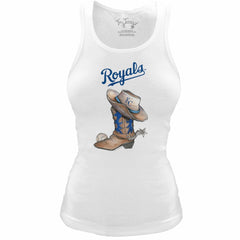 Kansas City Royals Tiny Turnip Women's Fitted Vintage Cowboy Boot Tri-Blend Tank Top White