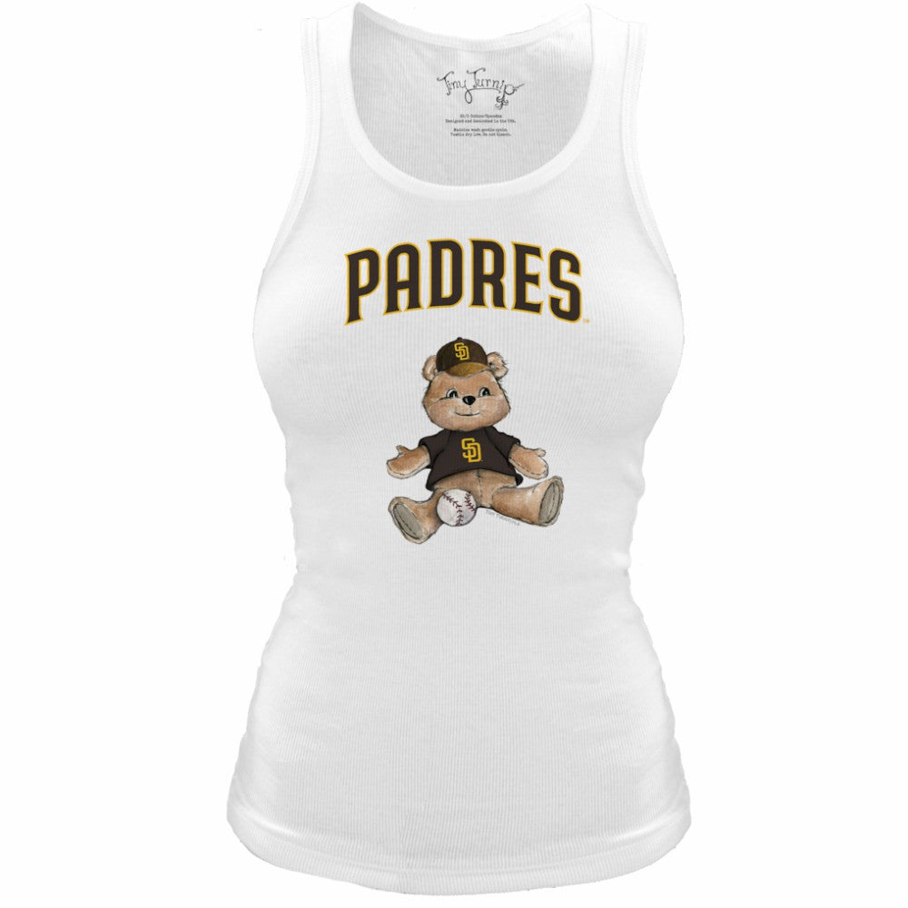 San Diego Padres Tiny Turnip Women's Fitted Teddy Bear Tri-Blend Tank Top White