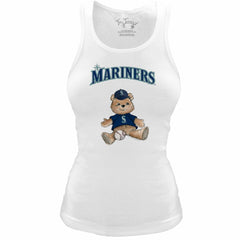 Seattle Mariners Tiny Turnip Women's Fitted Teddy Bear Tri-Blend Tank Top White