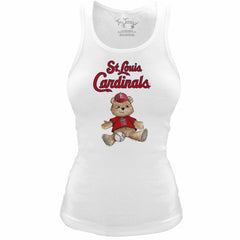 St. Louis Cardinals Tiny Turnip Women's Fitted Teddy Bear Tri-Blend Tank Top White