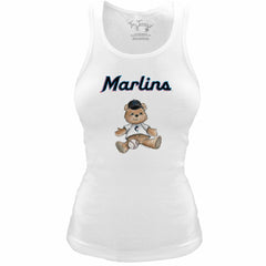 Miami Marlins Tiny Turnip Women's Fitted Teddy Bear Tri-Blend Tank Top White
