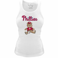 Philadelphia Phillies Tiny Turnip Women's Fitted Teddy Bear Tri-Blend Tank Top White