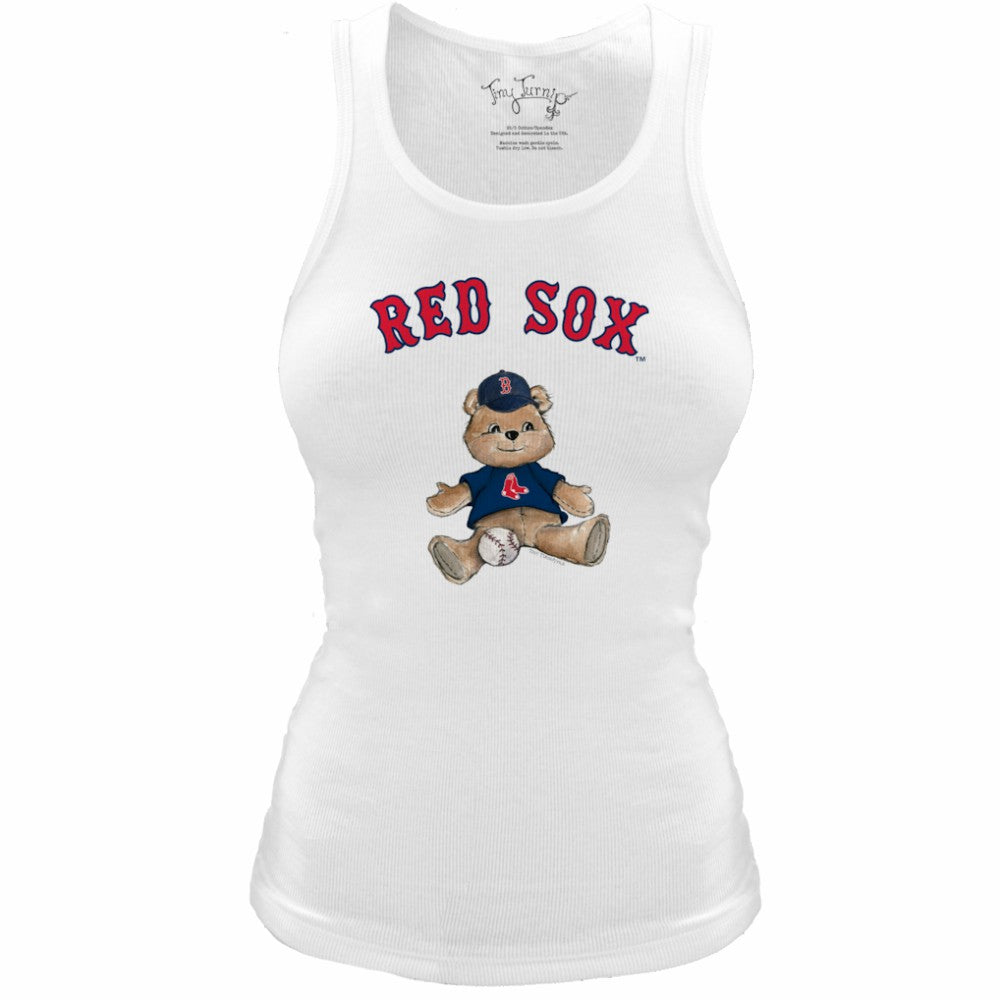 Boston Red Sox Tiny Turnip Women's Fitted Teddy Bear Tri-Blend Tank Top White