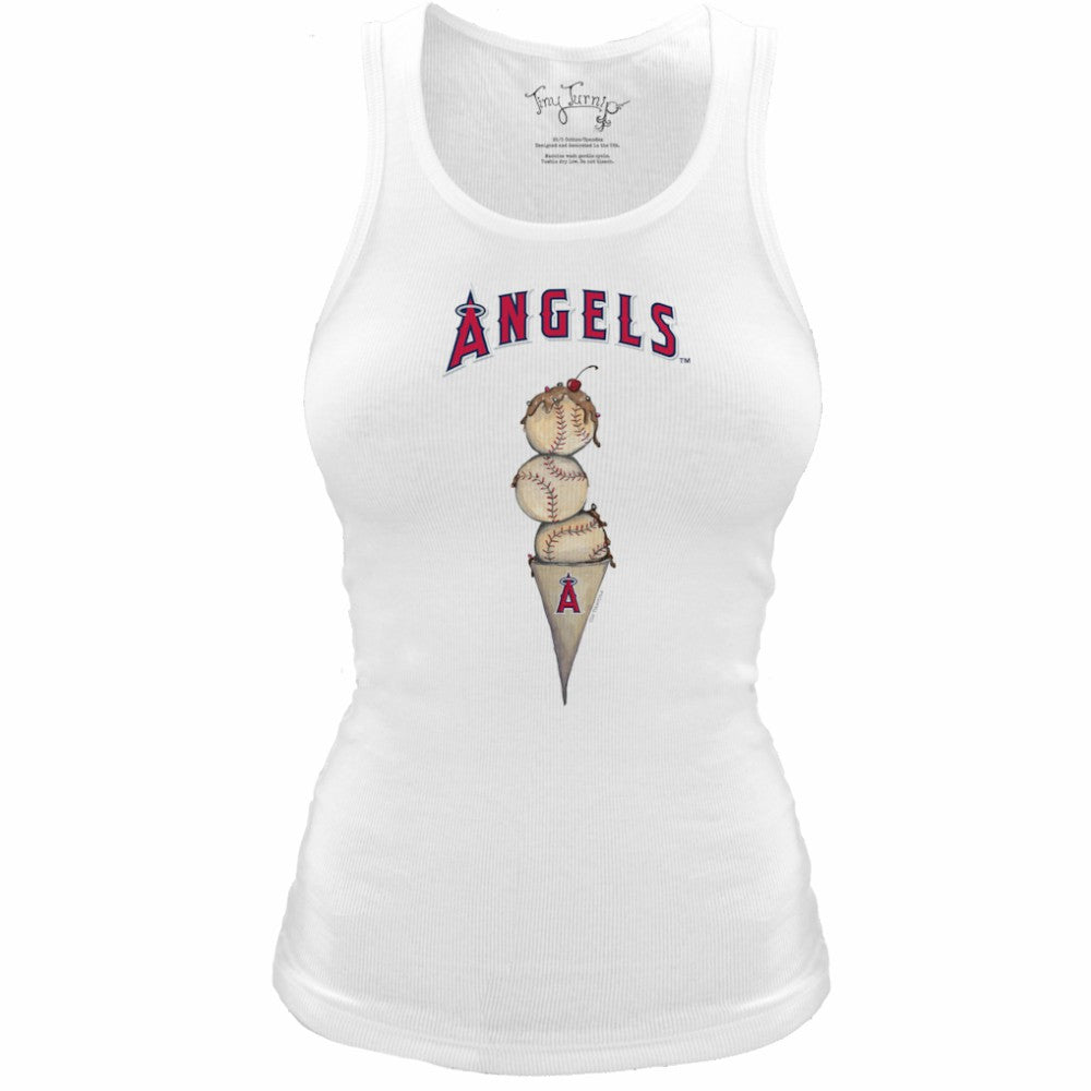 Los Angeles Angels Tiny Turnip Women's Fitted Triple Scoop Tri-Blend Tank Top White