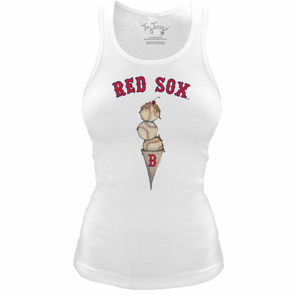Boston Red Sox Tiny Turnip Women's Fitted Triple Scoop Tri-Blend Tank Top White