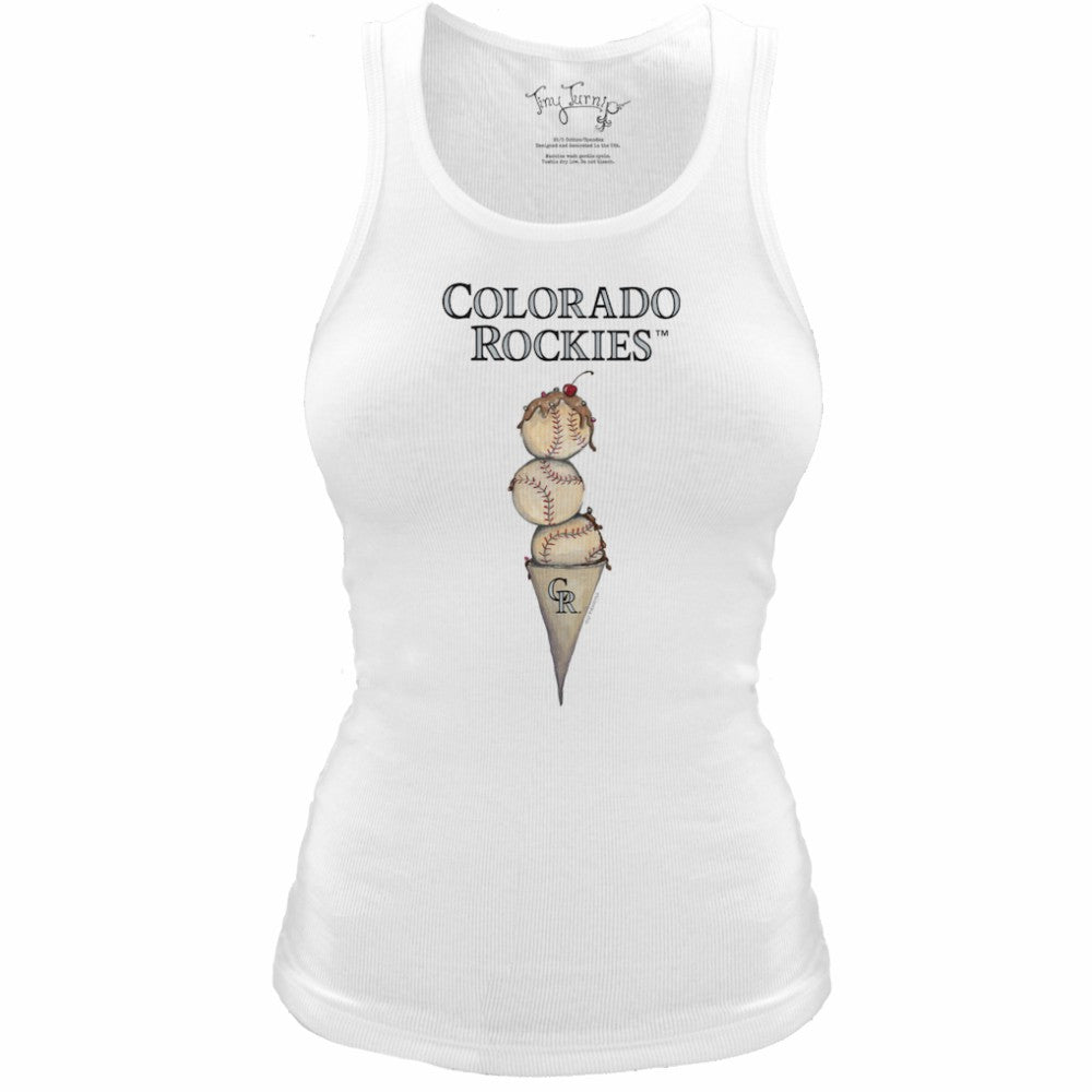 Colorado Rockies Tiny Turnip Women's Fitted Triple Scoop Tri-Blend Tank Top White