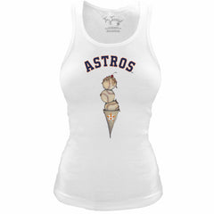 Houston Astros Tiny Turnip Women's Fitted Triple Scoop Tri-Blend Tank Top White
