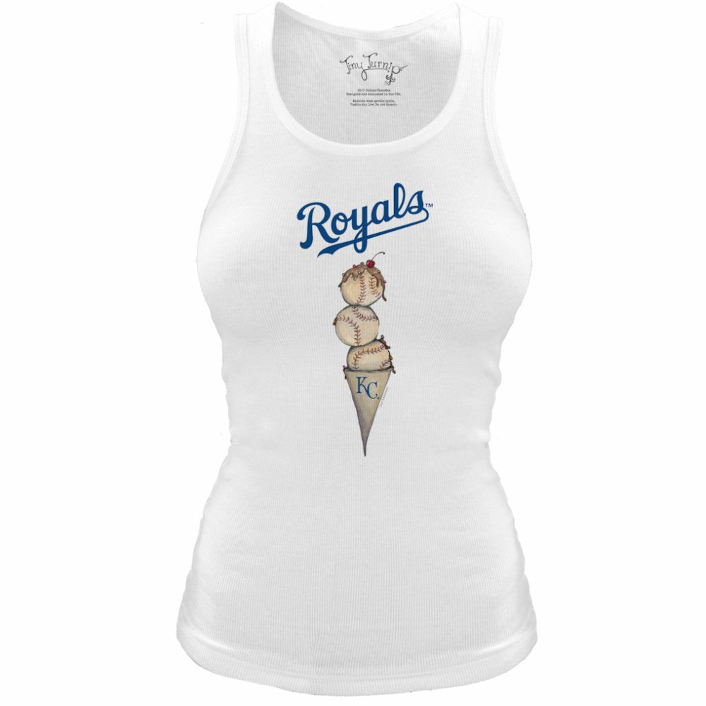 Kansas City Royals Tiny Turnip Women's Fitted Triple Scoop Tri-Blend Tank Top White