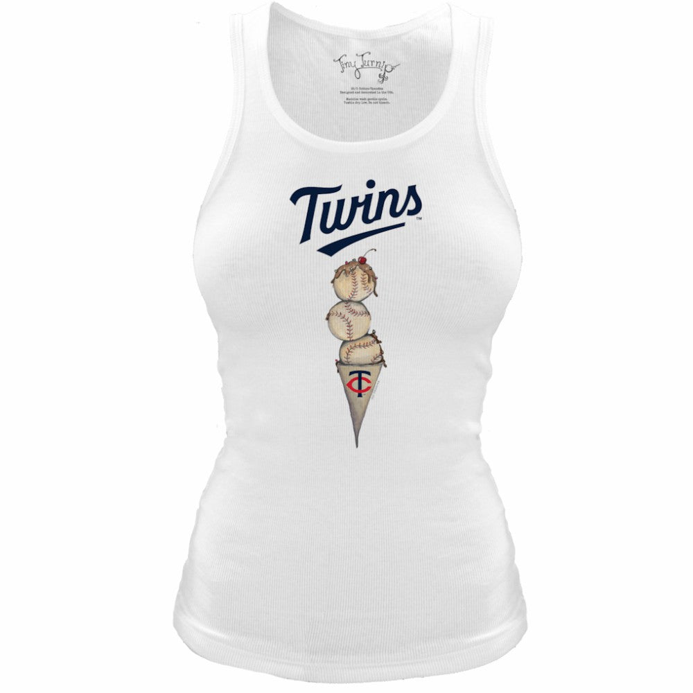 Minnesota Twins Tiny Turnip Women's Fitted Triple Scoop Tri-Blend Tank Top White